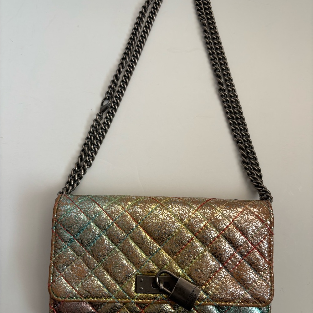 Kurt Geiger Brown Quilted Shoulder Bag with Chain Strap